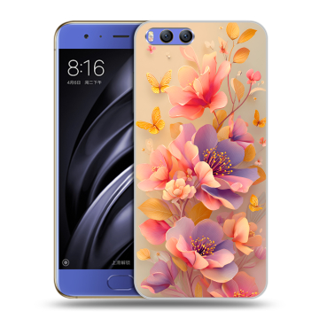 Силиконовый чехол на Xiaomi Mi6 с принтом Цветы и бабочки