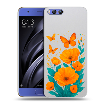 Силиконовый чехол на Xiaomi Mi6 с принтом цветы бабочки