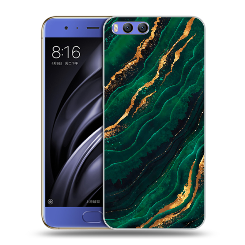 Силиконовый чехол на Xiaomi Mi6 с принтом Мрамор зеленое золото Силиконовый чехол на Xiaomi Mi6 с принтом Мрамор зеленое золото
