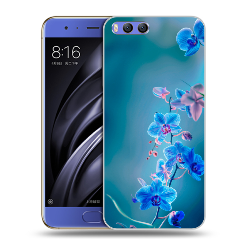 Силиконовый чехол на Xiaomi Mi6 с принтом Голубые цветы Силиконовый чехол на Xiaomi Mi6 с принтом Голубые цветы