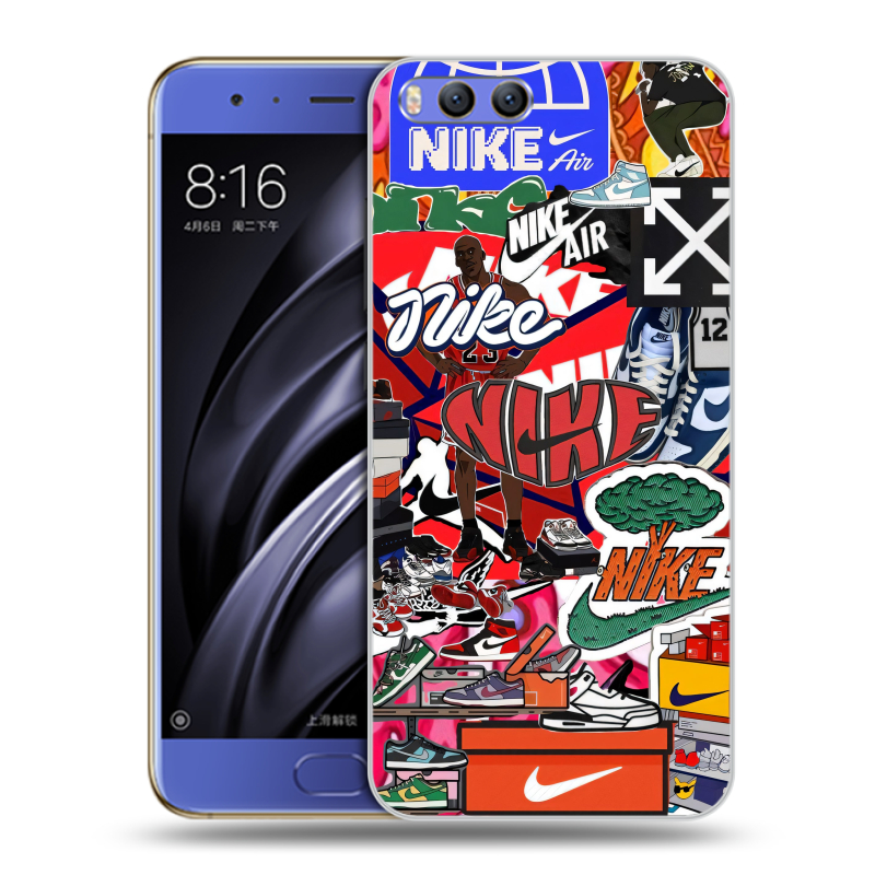 Силиконовый чехол на Xiaomi Mi6 с принтом Найк Nike яркий Силиконовый чехол на Xiaomi Mi6 с принтом Найк Nike яркий