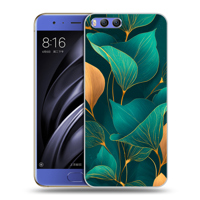 Силиконовый чехол на Xiaomi Mi6 с принтом Листья и золото Силиконовый чехол на Xiaomi Mi6 с принтом Листья и золото