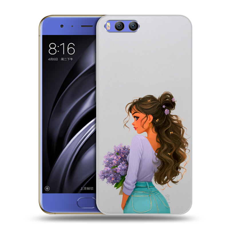 Пластиковый чехол на Xiaomi Mi6 с принтом девушка цветы Пластиковый чехол на Xiaomi Mi6 с принтом девушка цветы