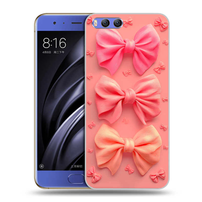 Силиконовый чехол на Xiaomi Mi6 с принтом Розовые бантики Силиконовый чехол на Xiaomi Mi6 с принтом Розовые бантики
