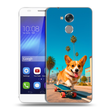 Пластиковый чехол на Huawei Honor 6C с принтом Корги на скейте