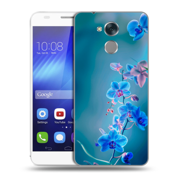 Пластиковый чехол на Huawei Honor 6C с принтом Голубые цветы