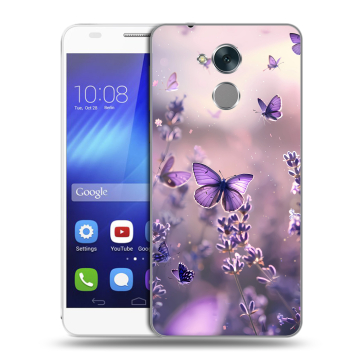 Пластиковый чехол на Huawei Honor 6C с принтом бабочки и лаванда
