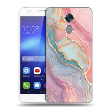Пластиковый чехол на Huawei Honor 6C с принтом розовый мрамор