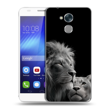 Пластиковый чехол на Huawei Honor 6C с принтом Лев кошки
