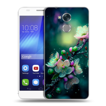 Пластиковый чехол на Huawei Honor 6C с принтом Цветы и мрамор