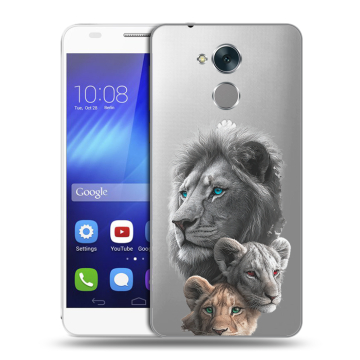 Пластиковый чехол на Huawei Honor 6C с принтом Львы