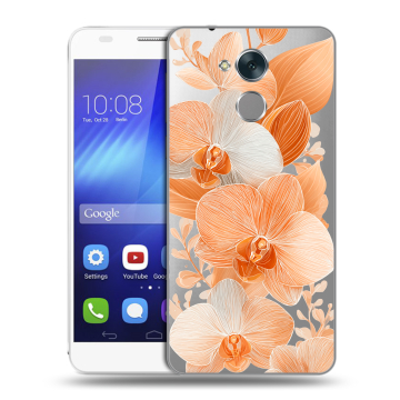 Пластиковый чехол на Huawei Honor 6C с принтом Бежевые цветы
