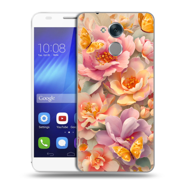 Пластиковый чехол на Huawei Honor 6C с принтом Цветы и бабочки