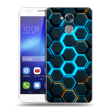 Пластиковый чехол на Huawei Honor 6C с принтом Неоновые соты