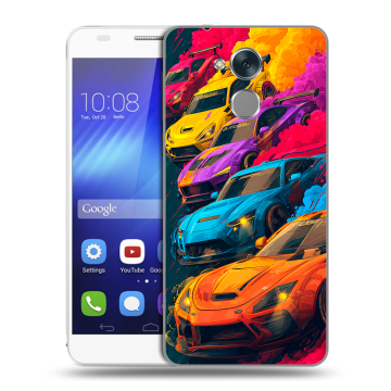 Пластиковый чехол на Huawei Honor 6C с принтом Тачки