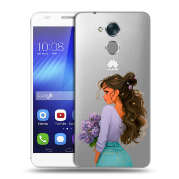 Пластиковый чехол на Huawei Honor 6C с принтом девушка цветы
