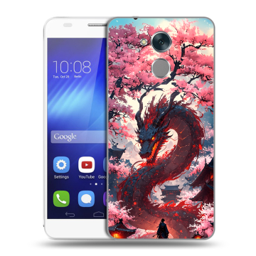 Пластиковый чехол на Huawei Honor 6C с принтом Дракон Японский