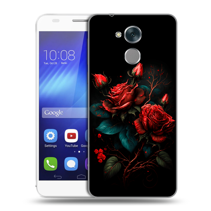 Пластиковый чехол на Huawei Honor 6C с принтом Розы красные Пластиковый чехол на Huawei Honor 6C с принтом Розы красные