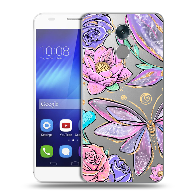 Пластиковый чехол на Huawei Honor 6C с принтом Бабочки и цветы Пластиковый чехол на Huawei Honor 6C с принтом Бабочки и цветы