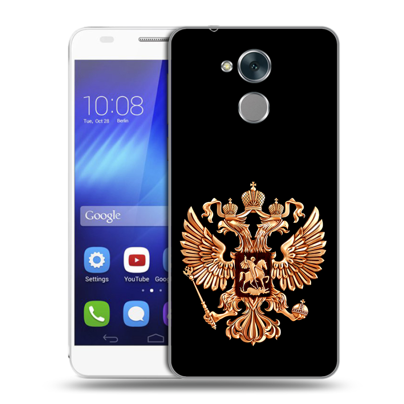 Пластиковый чехол на Huawei Honor 6C с принтом Герб России золотой Пластиковый чехол на Huawei Honor 6C с принтом Герб России золотой