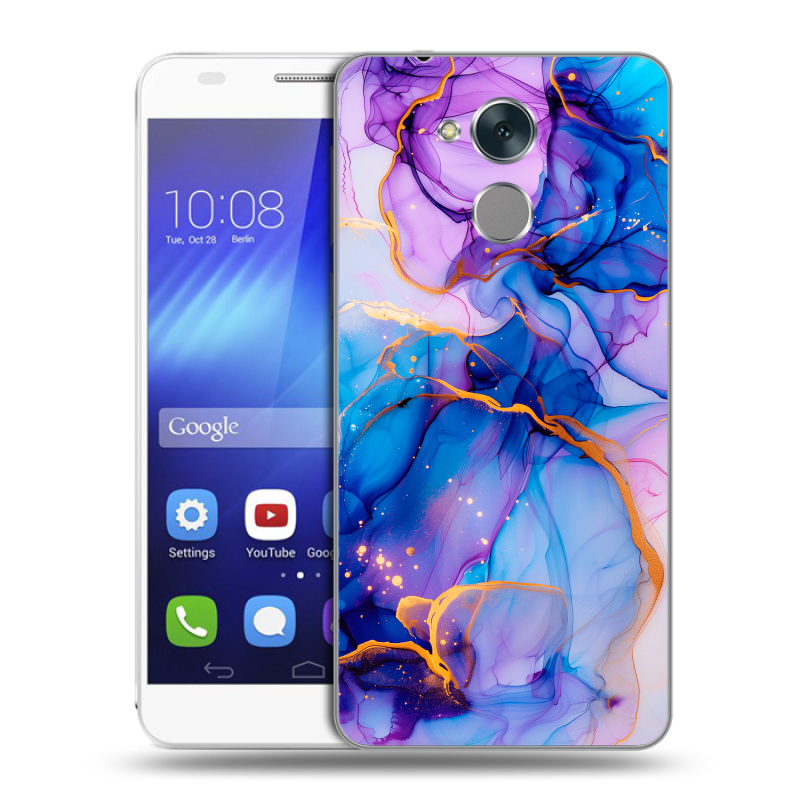Пластиковый чехол на Huawei Honor 6C с принтом синий мрамор Пластиковый чехол на Huawei Honor 6C с принтом синий мрамор