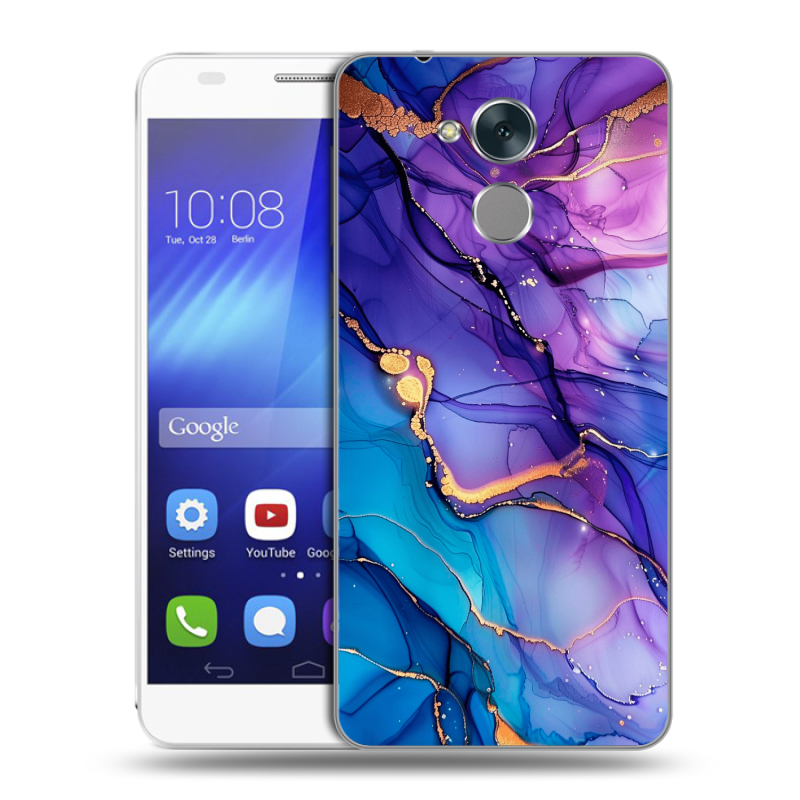 Пластиковый чехол на Huawei Honor 6C с принтом синий мрамор Пластиковый чехол на Huawei Honor 6C с принтом синий мрамор
