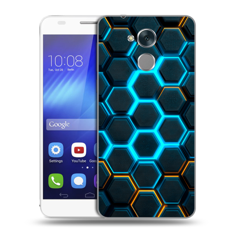 Пластиковый чехол на Huawei Honor 6C с принтом Неоновые соты Пластиковый чехол на Huawei Honor 6C с принтом Неоновые соты