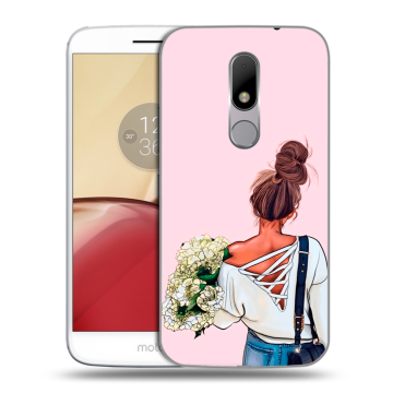 Силиконовый чехол на Lenovo Moto M с принтом Девушка и букет