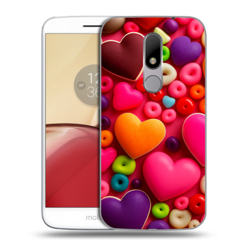 Силиконовый чехол на Lenovo Moto M с принтом Сердечки