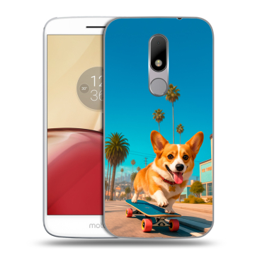 Силиконовый чехол на Lenovo Moto M с принтом Корги на скейте Силиконовый чехол на Lenovo Moto M с принтом Корги на скейте