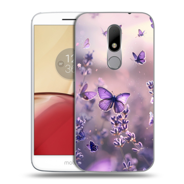 Силиконовый чехол на Lenovo Moto M с принтом бабочки и лаванда Силиконовый чехол на Lenovo Moto M с принтом бабочки и лаванда