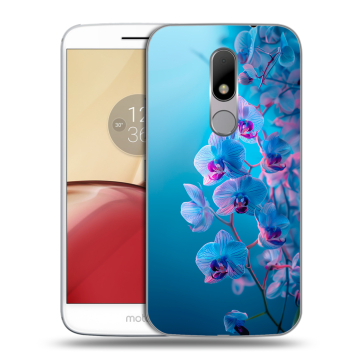 Силиконовый чехол на Lenovo Moto M с принтом голубые орхидеи Силиконовый чехол на Lenovo Moto M с принтом голубые орхидеи