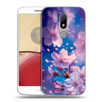 Силиконовый чехол на Lenovo Moto M с принтом цветы бабочки Силиконовый чехол на Lenovo Moto M с принтом цветы бабочки
