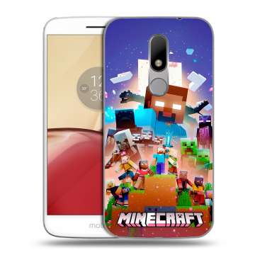 Силиконовый чехол на Lenovo Moto M с принтом Майнкрафт Minecraft