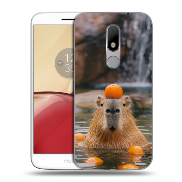 Силиконовый чехол на Lenovo Moto M с принтом Капибара с апельсином Силиконовый чехол на Lenovo Moto M с принтом Капибара с апельсином