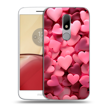 Силиконовый чехол на Lenovo Moto M с принтом розовые сердечки Силиконовый чехол на Lenovo Moto M с принтом розовые сердечки