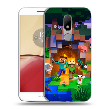 Силиконовый чехол на Lenovo Moto M с принтом Майнкрафт Minecraft