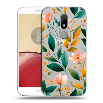 Силиконовый чехол на Lenovo Moto M с принтом Цветы паттерн