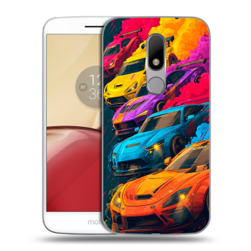 Силиконовый чехол на Lenovo Moto M с принтом Тачки
