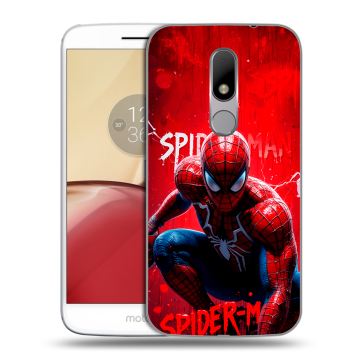 Силиконовый чехол на Lenovo Moto M с принтом Spiderman Человек паук