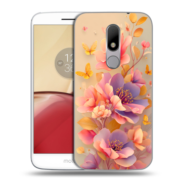 Силиконовый чехол на Lenovo Moto M с принтом Цветы и бабочки