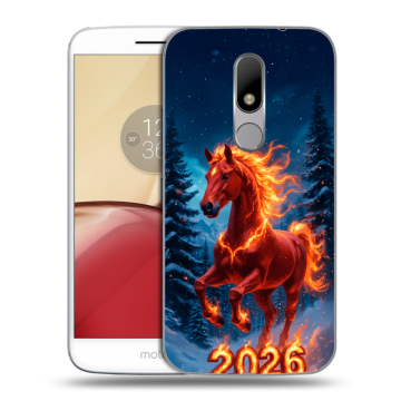Силиконовый чехол на Lenovo Moto M с принтом Новый год коня