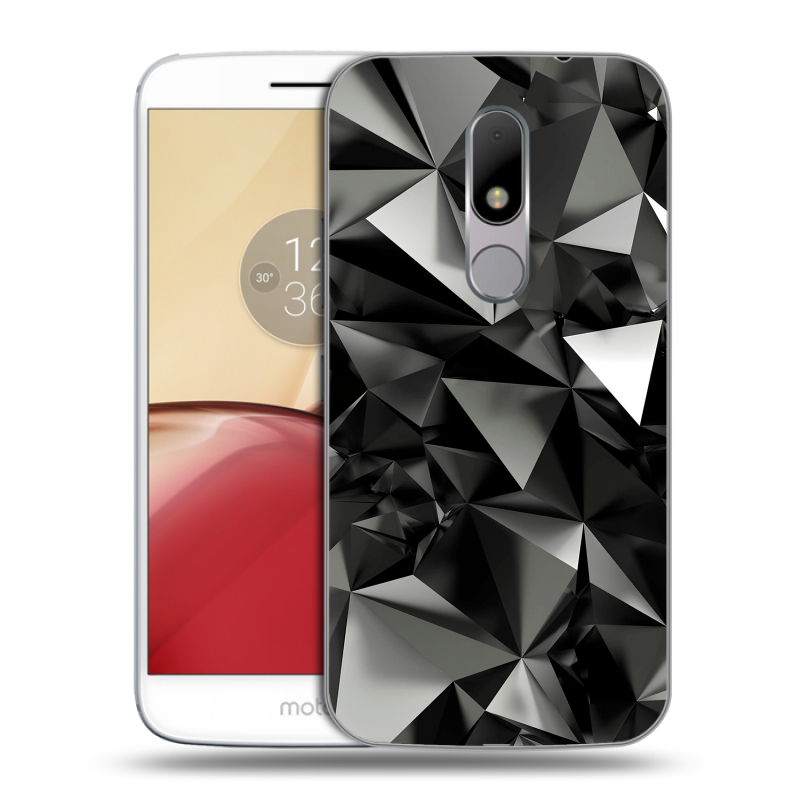Силиконовый чехол на Lenovo Moto M с принтом Черные кристаллы Силиконовый чехол на Lenovo Moto M с принтом Черные кристаллы