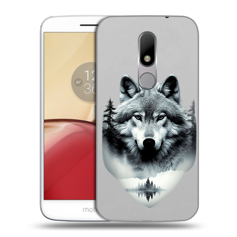 Силиконовый чехол на Lenovo Moto M с принтом Волк в лесу Силиконовый чехол на Lenovo Moto M с принтом Волк в лесу