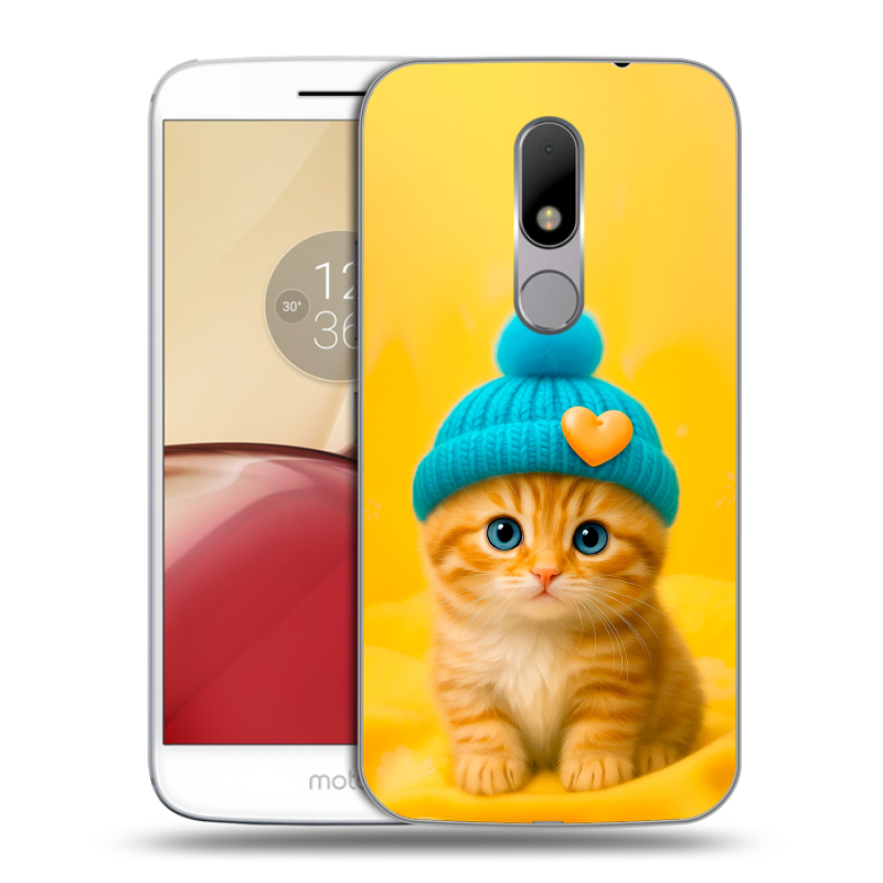 Пластиковый чехол на Lenovo Moto M с принтом Котенок в шапке Пластиковый чехол на Lenovo Moto M с принтом Котенок в шапке