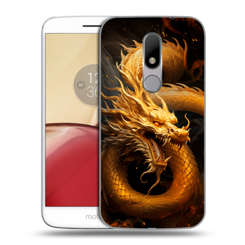Силиконовый чехол на Lenovo Moto M с принтом Золотой дракон Силиконовый чехол на Lenovo Moto M с принтом Золотой дракон