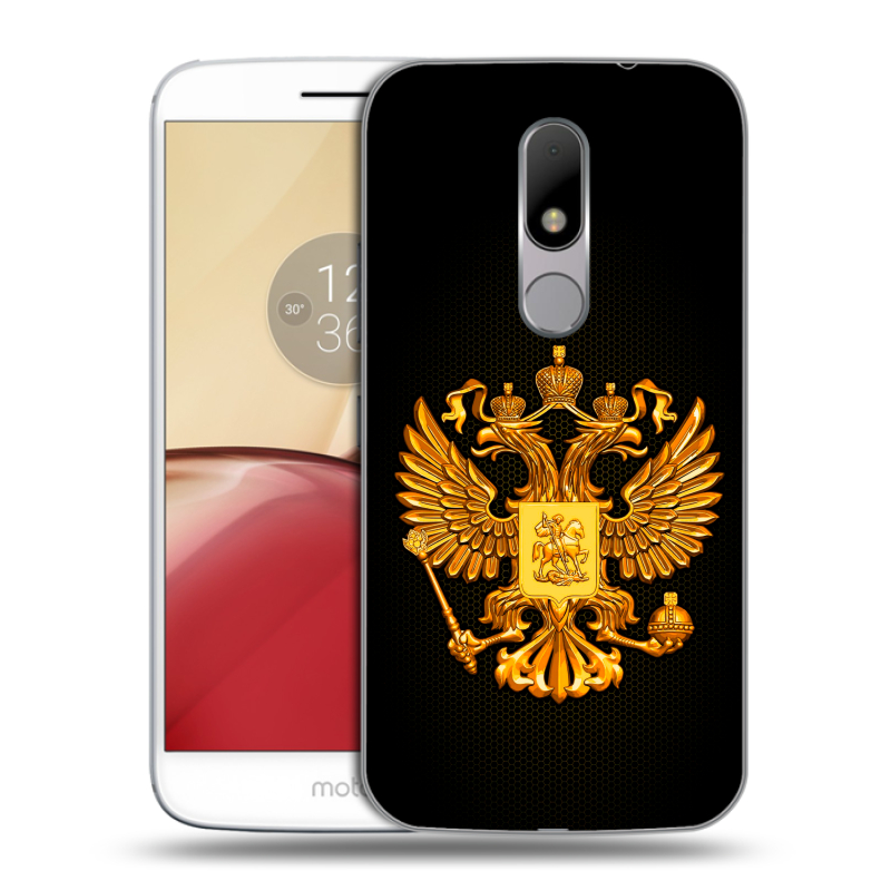 Пластиковый чехол на Lenovo Moto M с принтом Герб России желтый Пластиковый чехол на Lenovo Moto M с принтом Герб России желтый