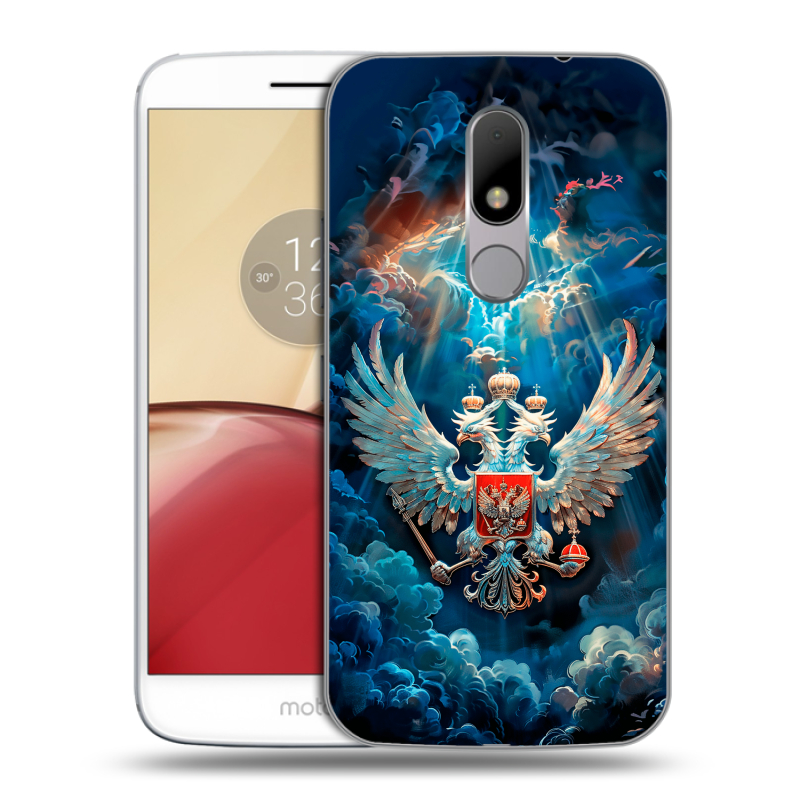 Силиконовый чехол на Lenovo Moto M с принтом Герб флаг России Силиконовый чехол на Lenovo Moto M с принтом Герб флаг России