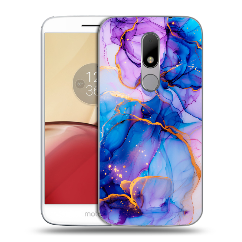 Пластиковый чехол на Lenovo Moto M с принтом синий мрамор Пластиковый чехол на Lenovo Moto M с принтом синий мрамор