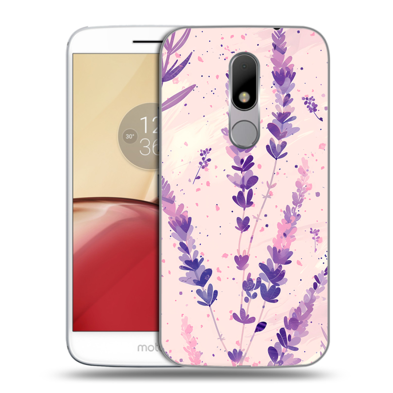 Силиконовый чехол на Lenovo Moto M с принтом цветы лаванда Силиконовый чехол на Lenovo Moto M с принтом цветы лаванда